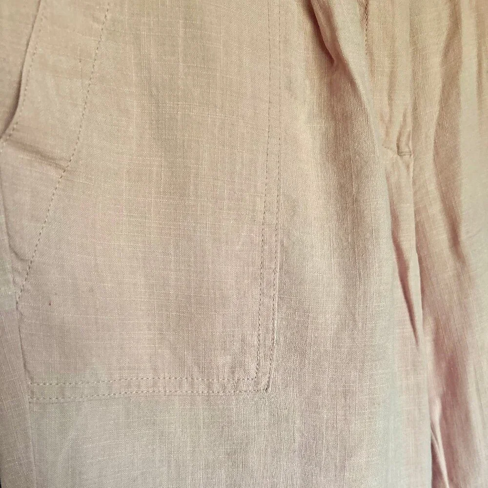 Per Una Linen Lyocell Blend Pleated Apricot Relaxed Pants Pockets Size 4 (US) - Picture 6 of 11
